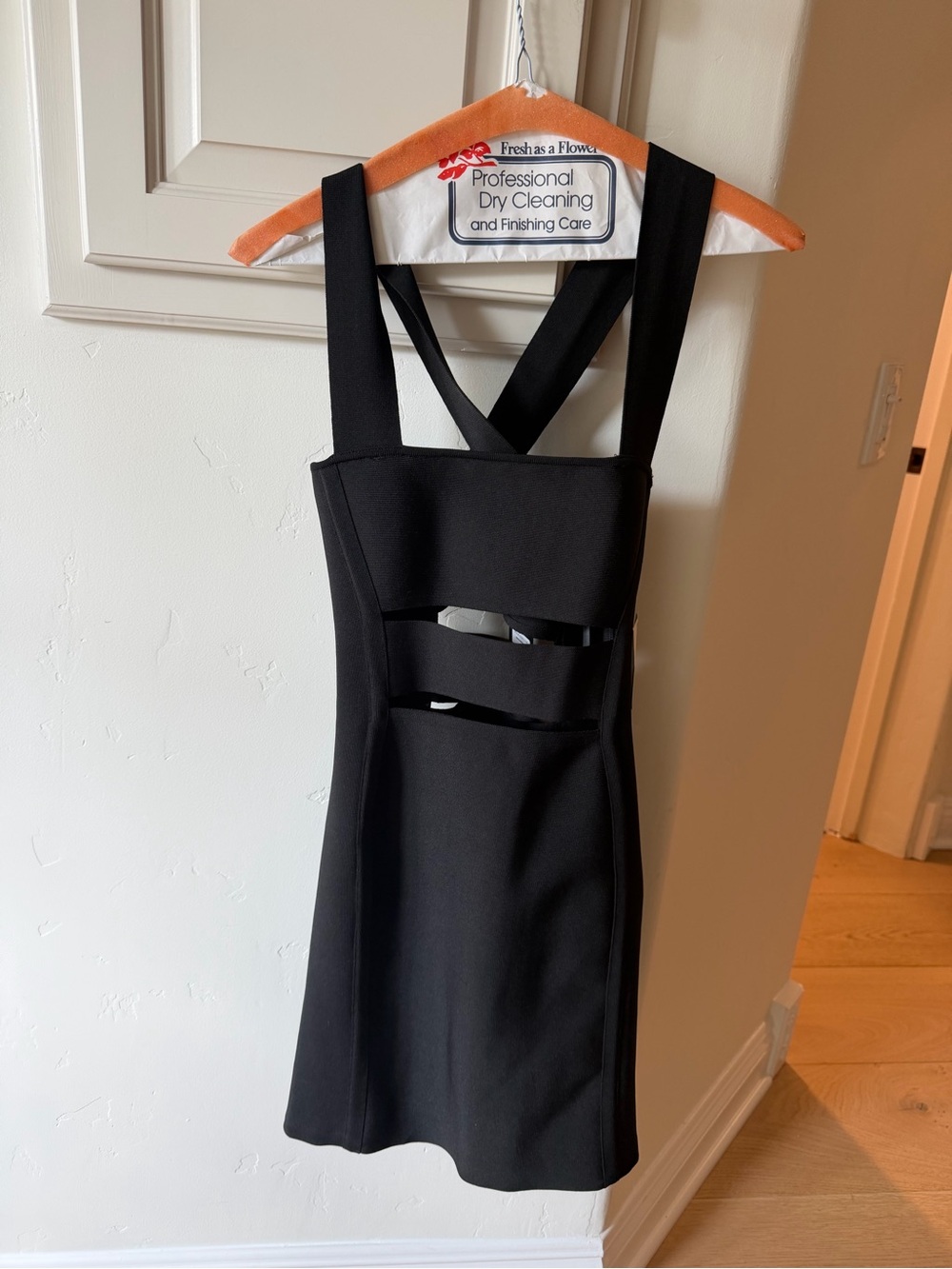 Herve Leger Black Cutout Strap Mini Dress